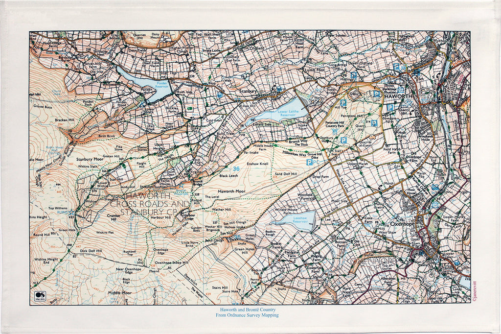 OS Map Tea Towel 'Haworth & Bronte Country'