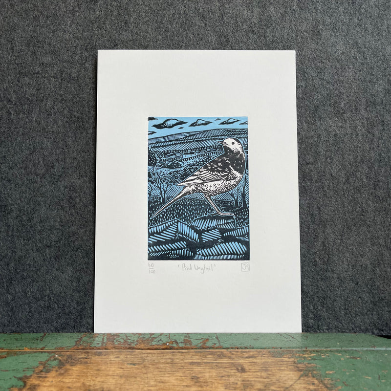 A4 'Pied Wagtail' Linocut Print