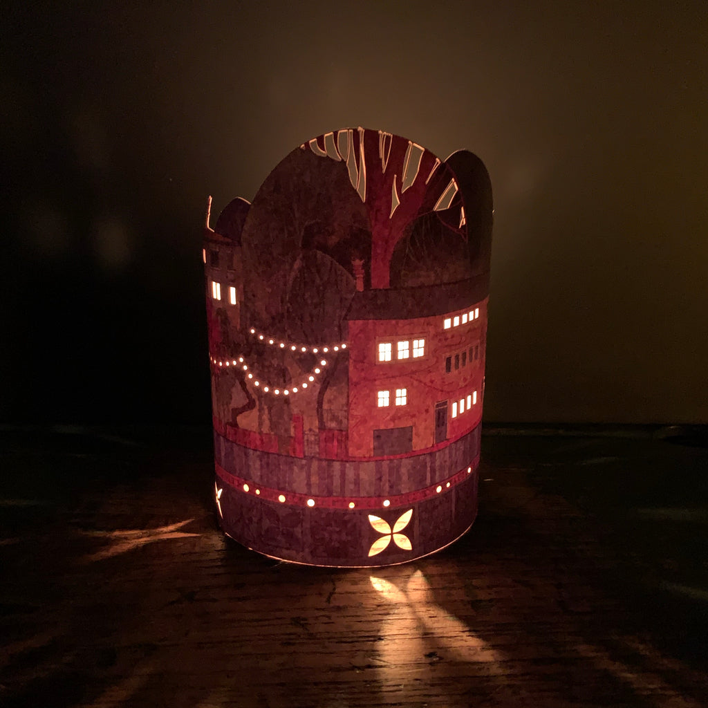 Laser Cut Paper Lantern ‘Red Leaves’