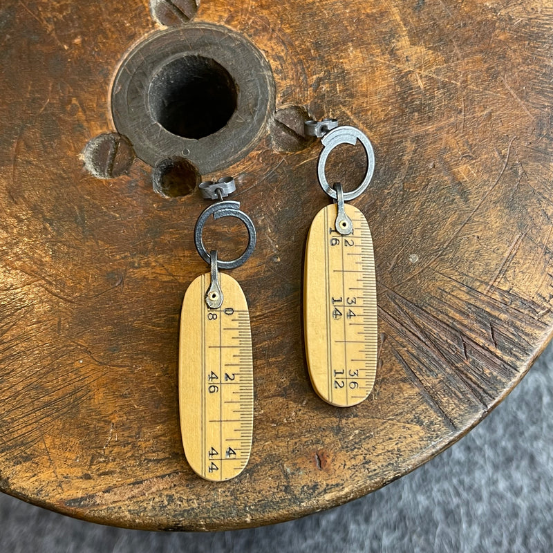 Ruler Earrings Overlapping Circle + Lozenge