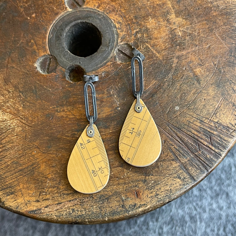 Ruler Earrings Lozenge + Raindrop