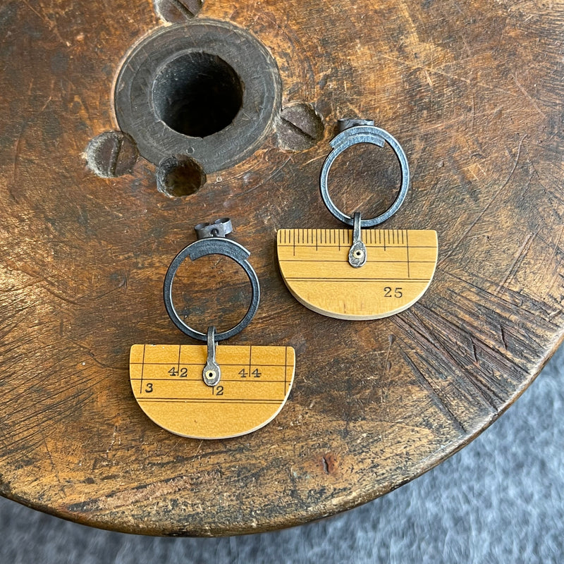Ruler Earrings Overlapping Circle + Arc