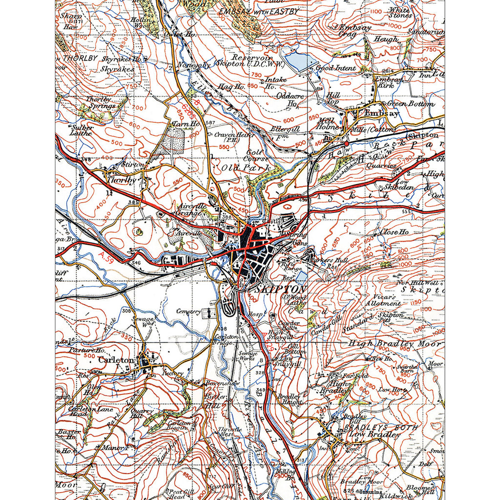 OS Map Tea Towel 'Skipton'