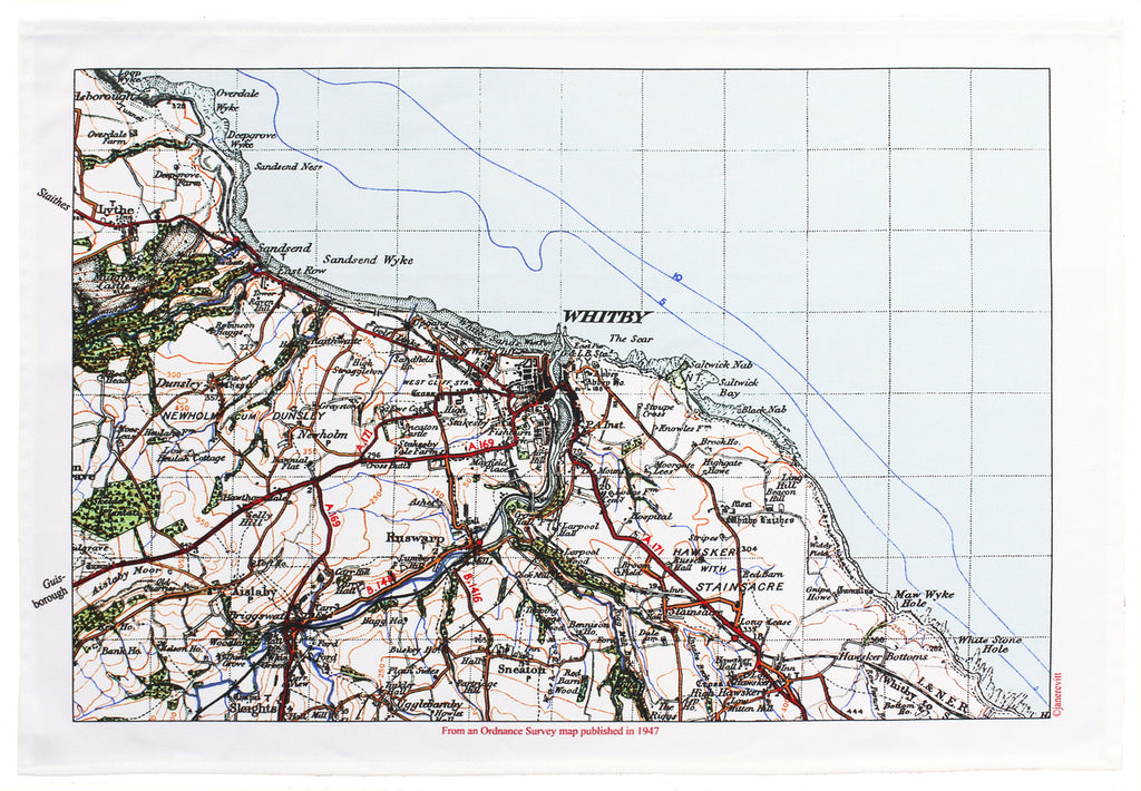 OS Map Tea Towel 'Whitby'