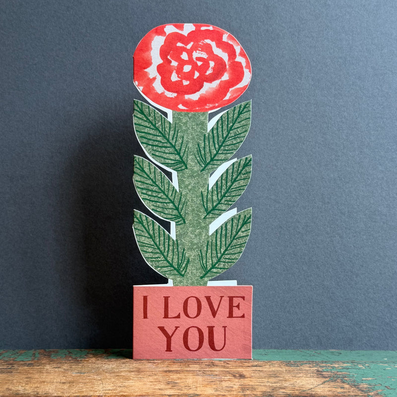 Tall Stand-Up Card - Rose - ‘I Love You’