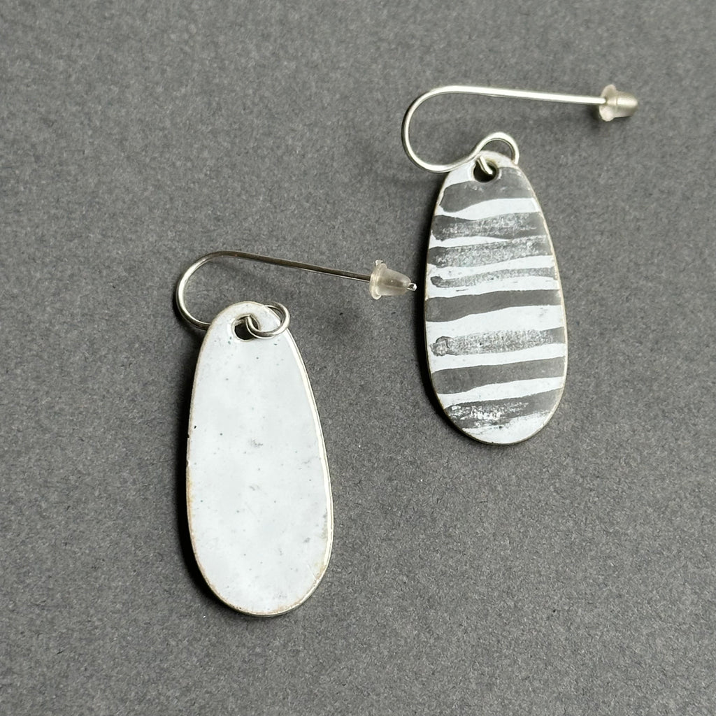 Earrings Long Oval Enamel Drops #A