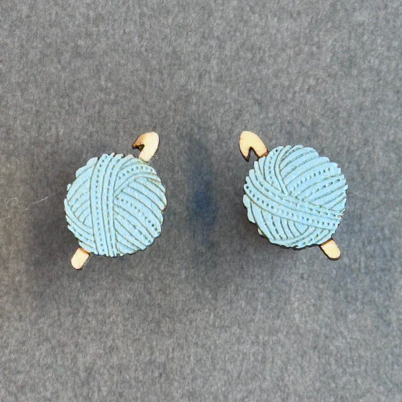 HSC Crochet Stud Earrings ‘Blue’