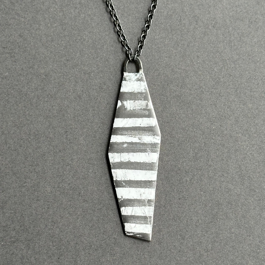 Pendant - Stripy Enamel - Reversible