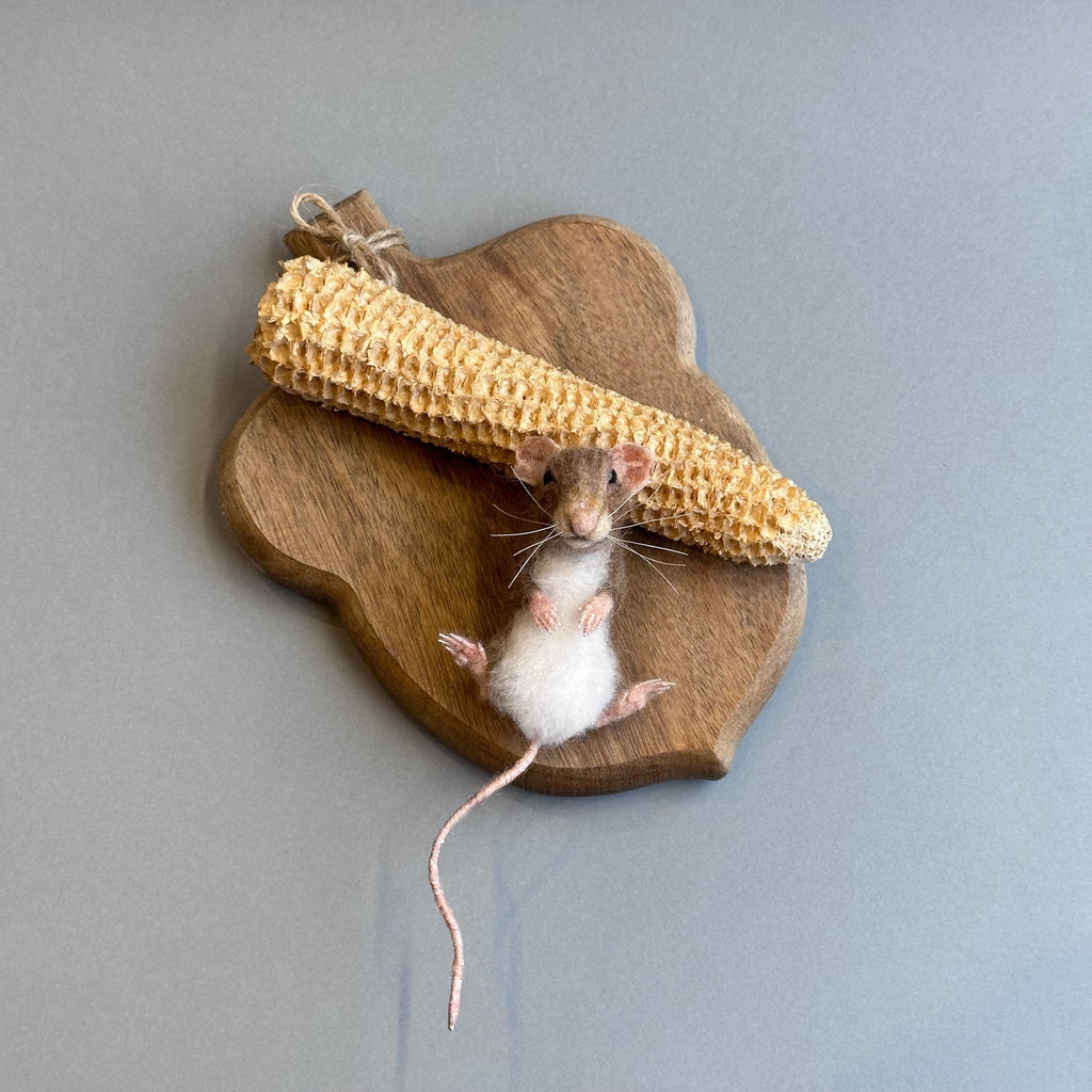 Needle Felted Mouse ‘Old Mr Abernathy & his Eaten Corn Cob’