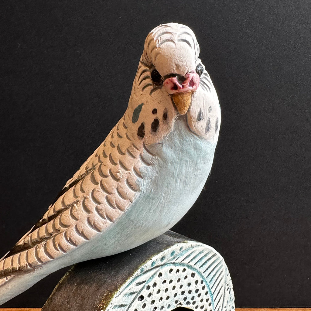 Large Blue Budgie on a Hoop
