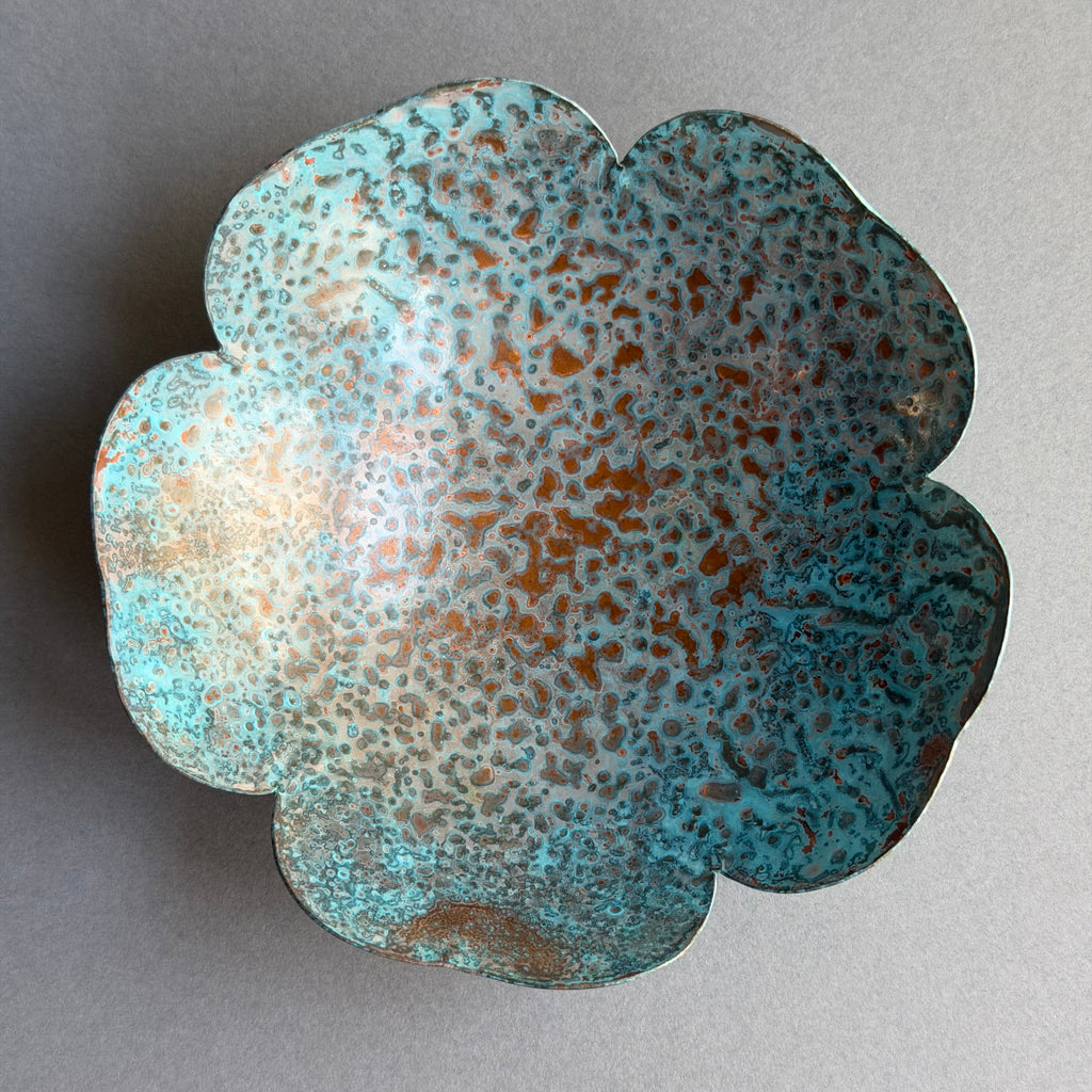 Patinated Copper Petal Dish - 10.5cm