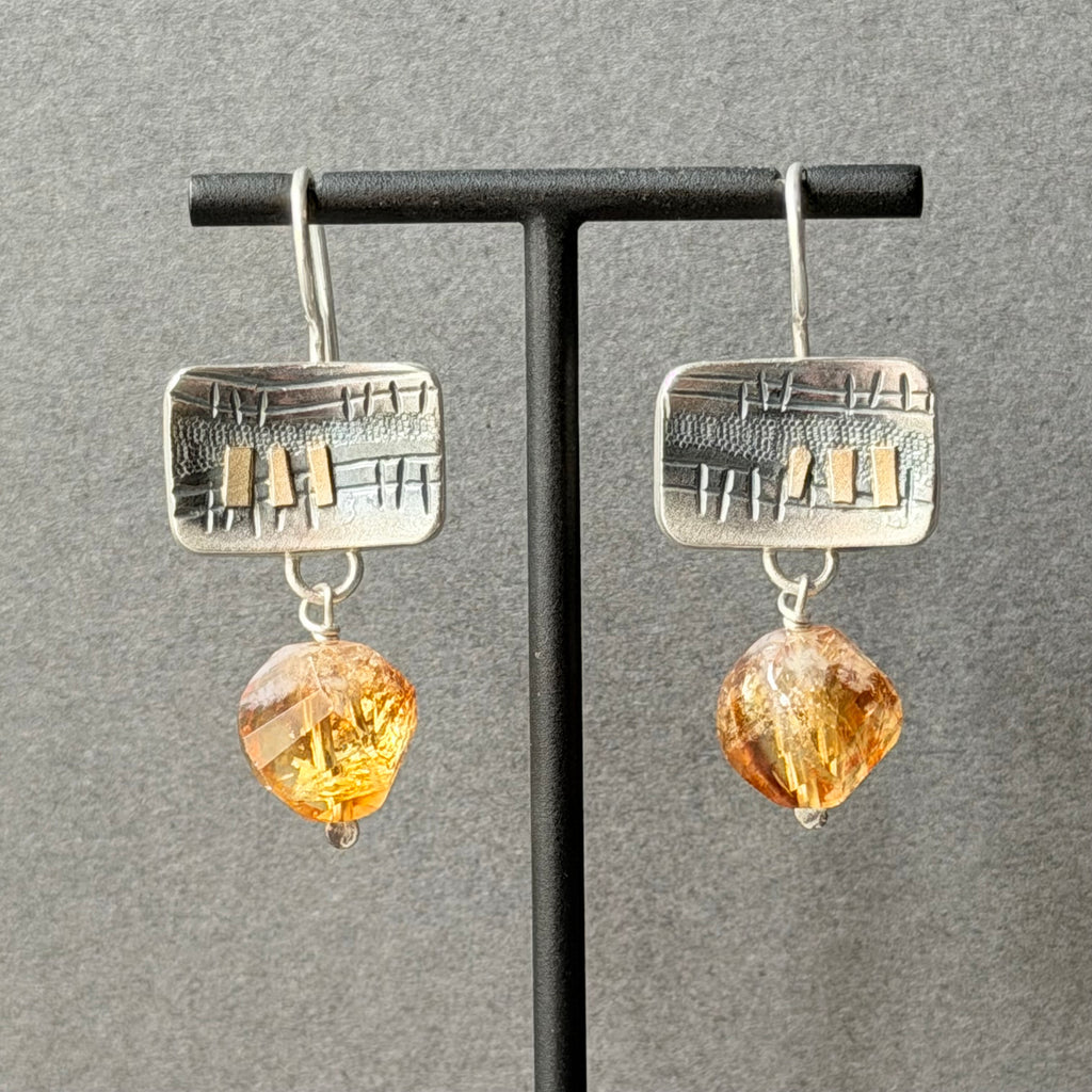 Landscape Drop Earrings - Silver & Citrine
