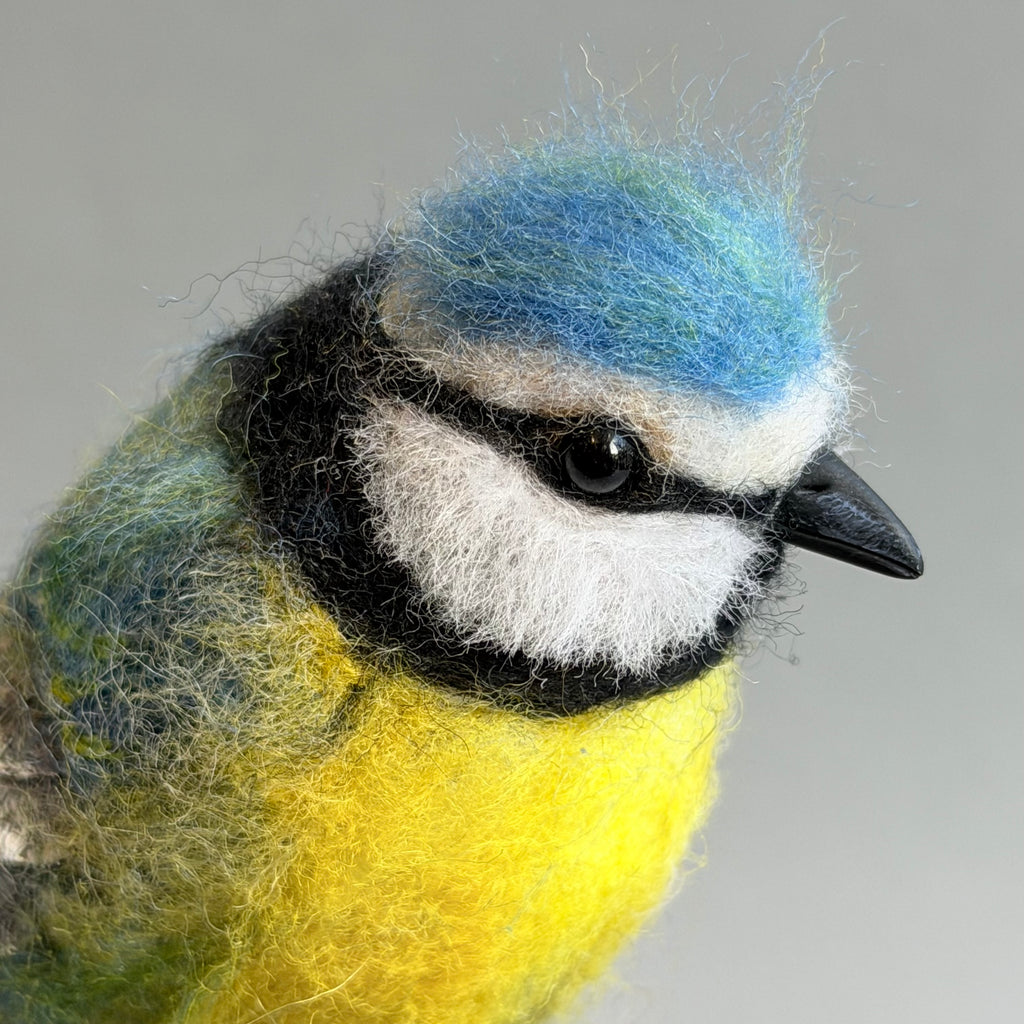 Needle Felted Blue Tit on a Bobbin