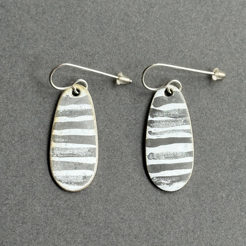 Earrings Long Oval Enamel Drops #A