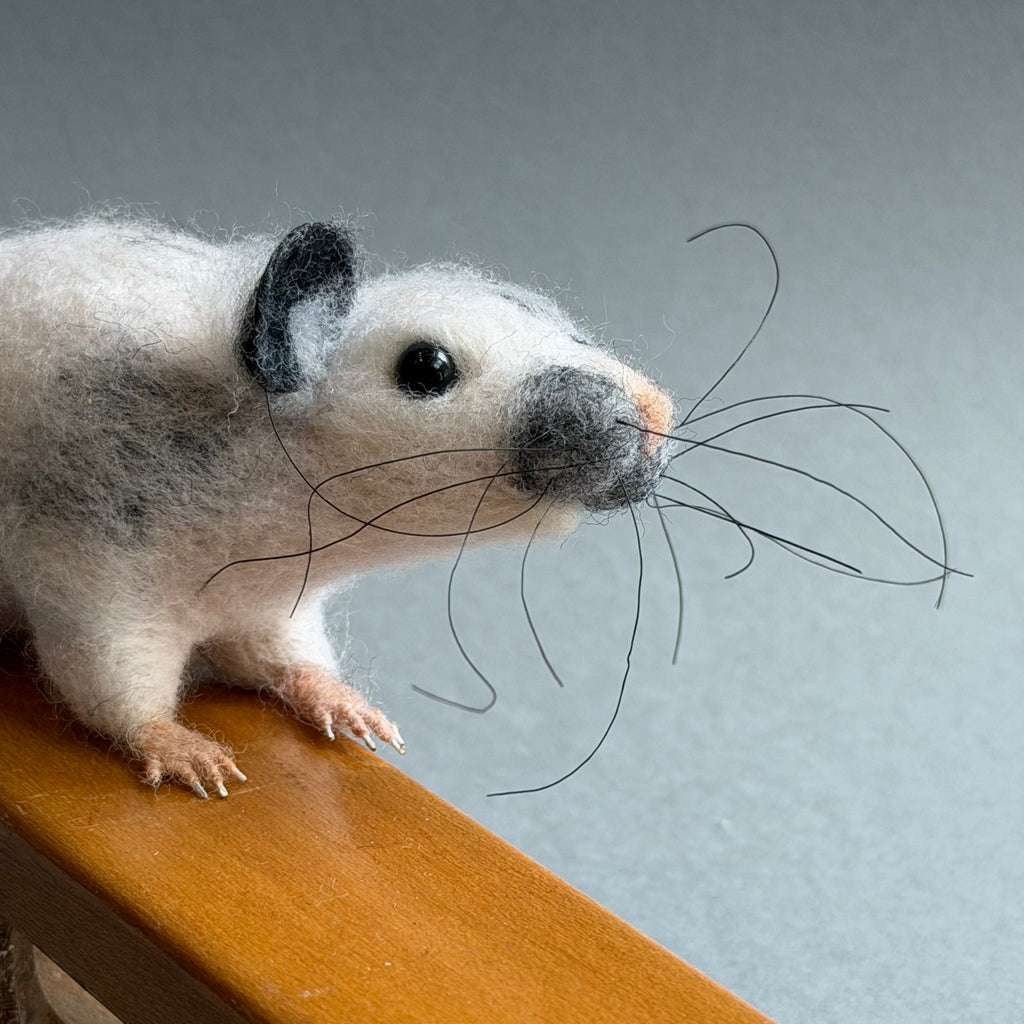 Needle Felted ‘Ratty’ on an Old Weaving Shuttle