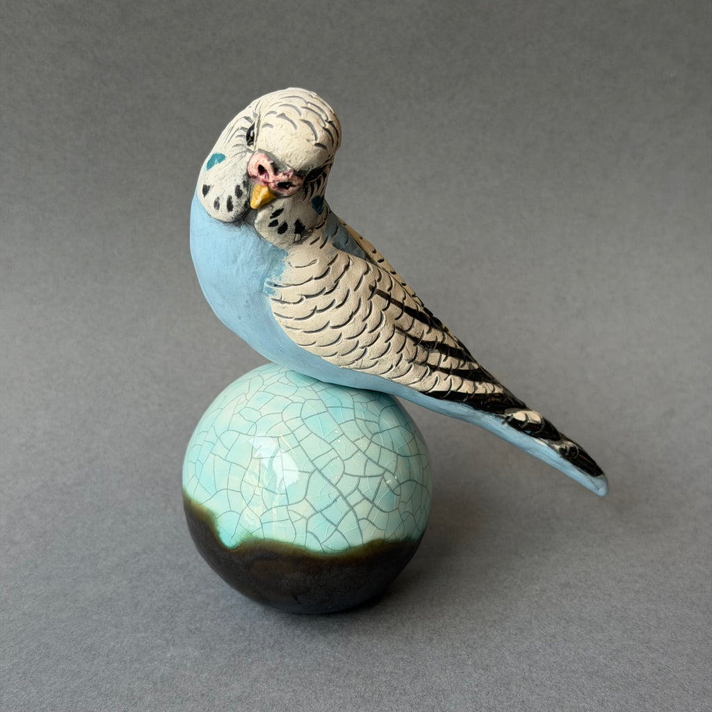 Ceramic Budgie - Single on a Ball - Large