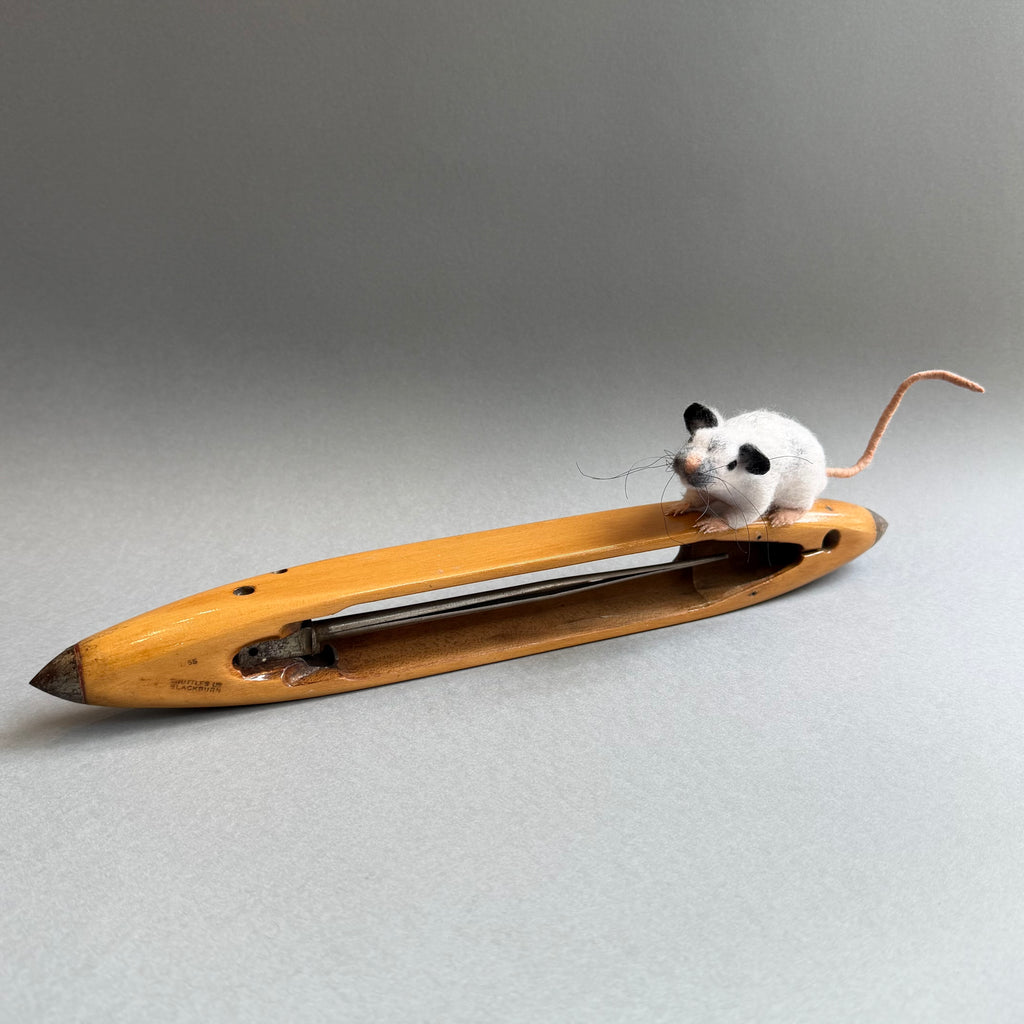 Needle Felted ‘Ratty’ on an Old Weaving Shuttle