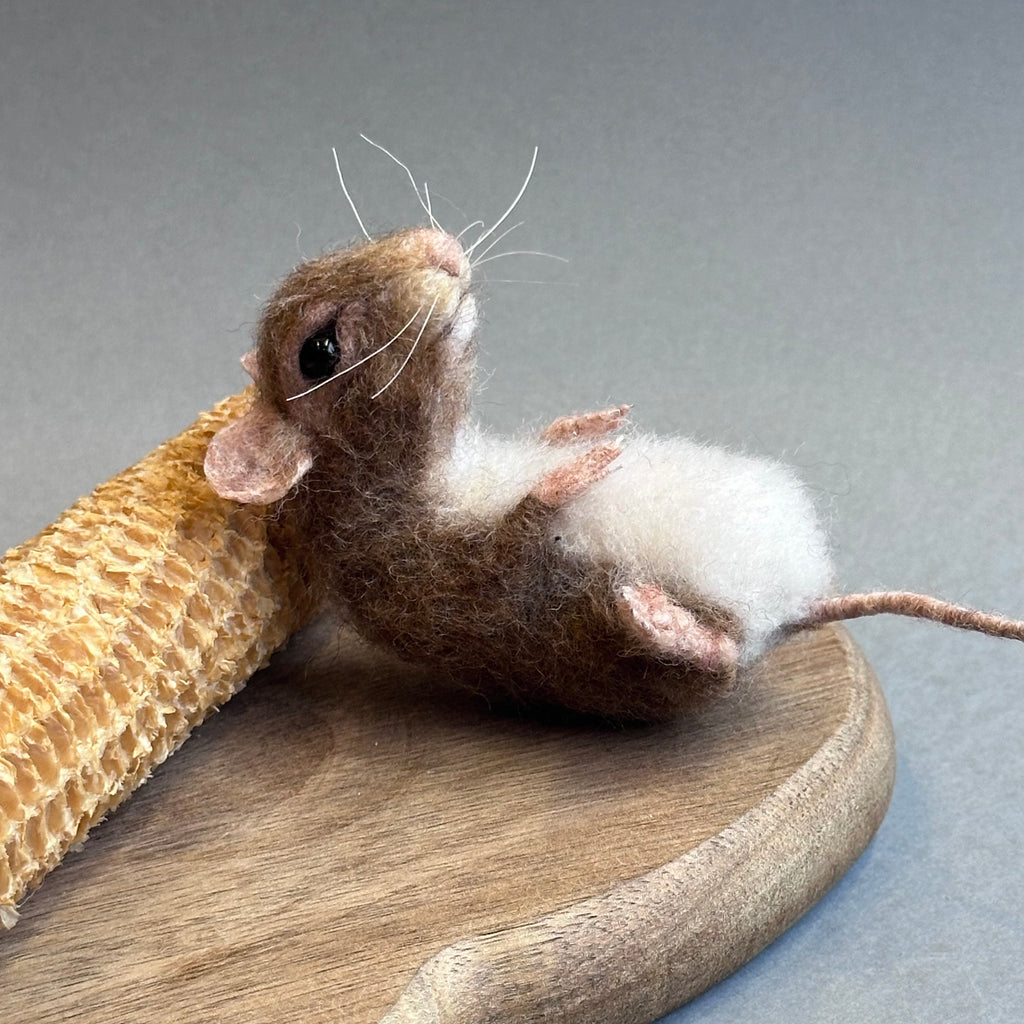 Needle Felted Mouse ‘Old Mr Abernathy & his Eaten Corn Cob’