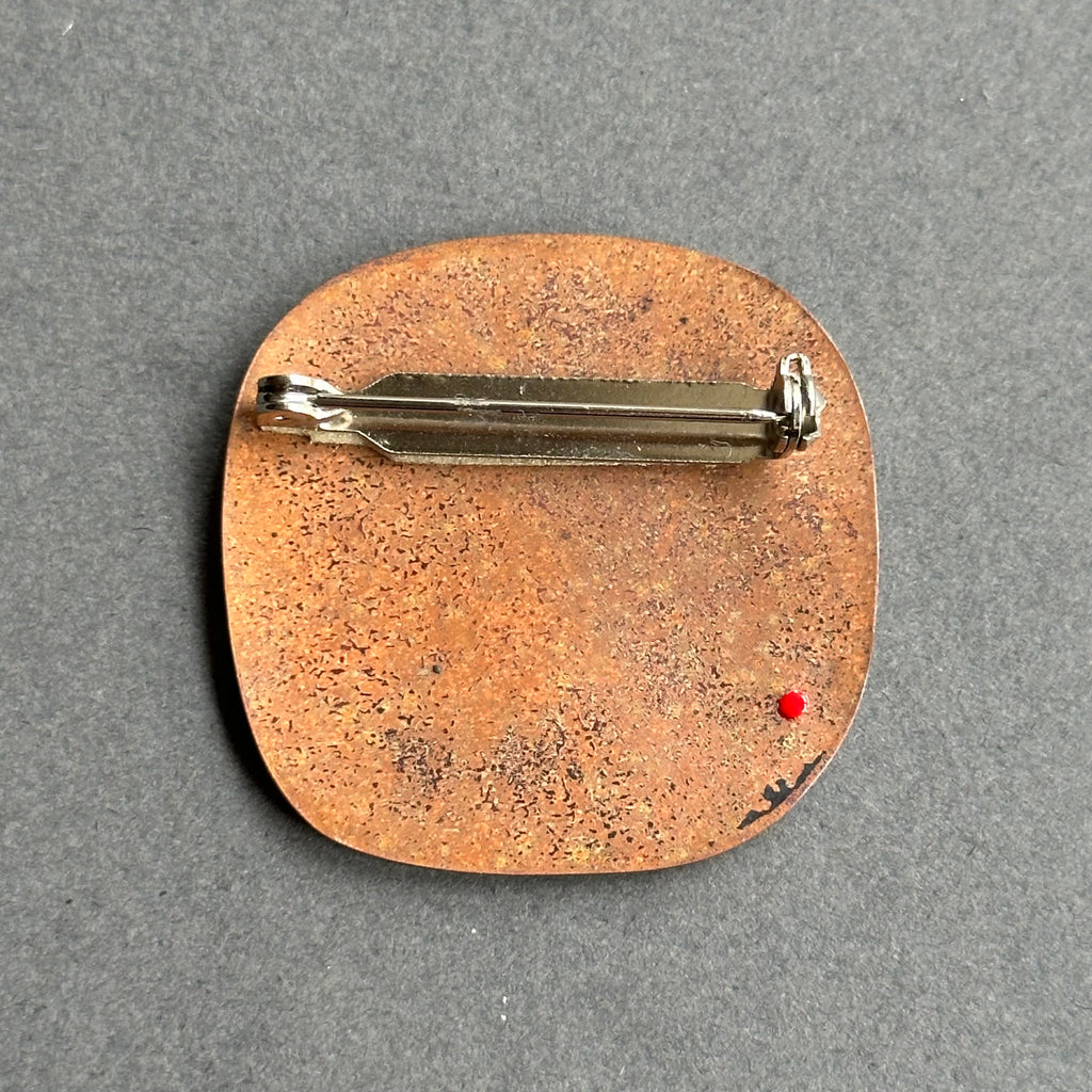 Brooch - Square with Red Circle #B