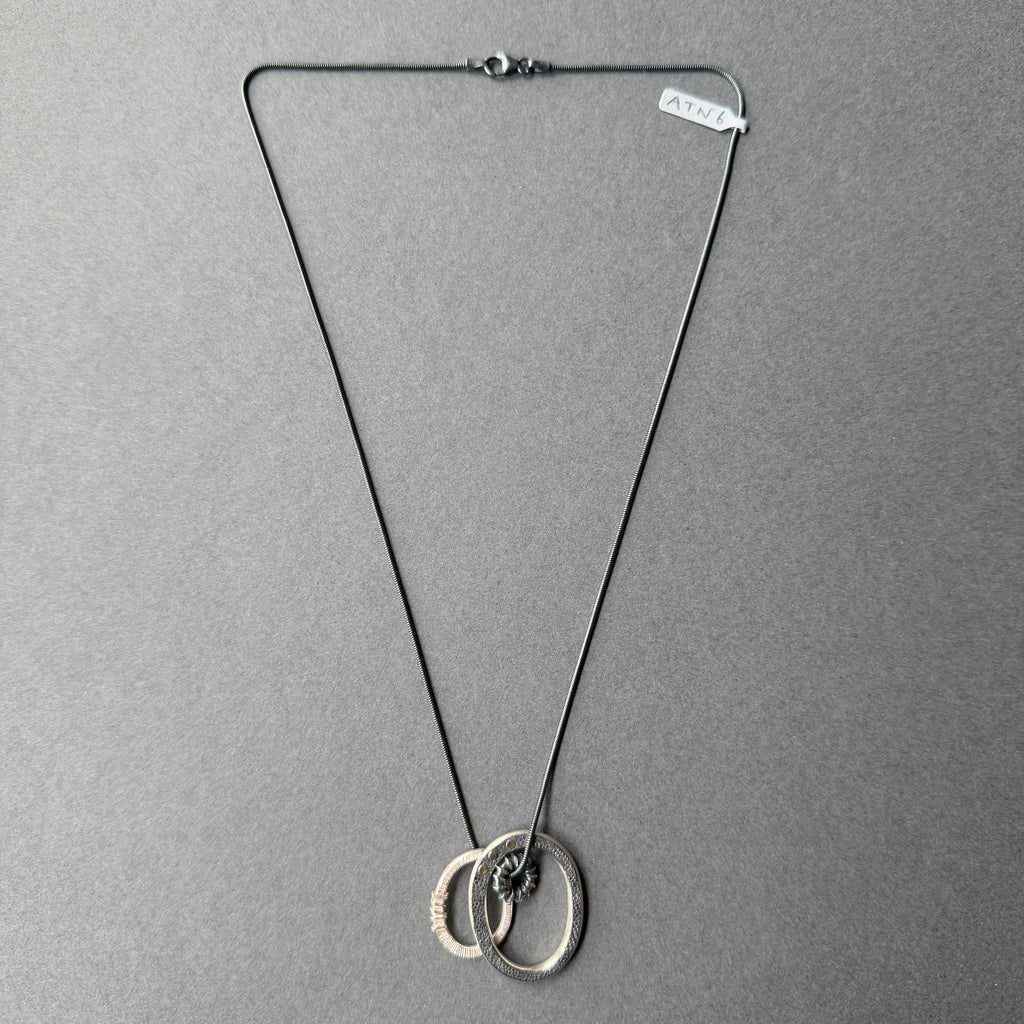 Landscape Necklace - Silver, Oxidised Silver & Gold
