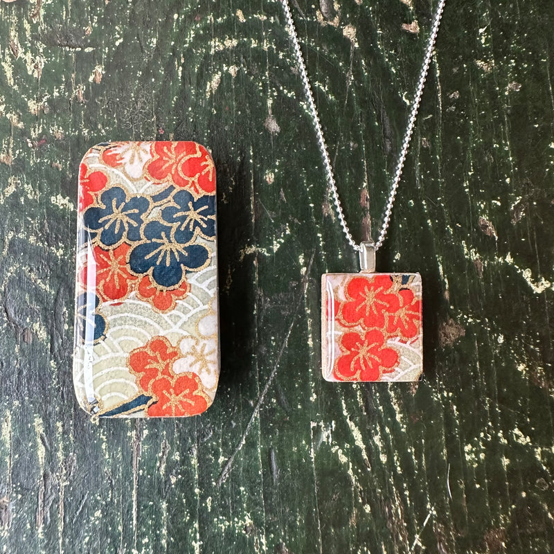 Scrabble Tile Pendant & Teeny Tiny Tin Sweet Blossom