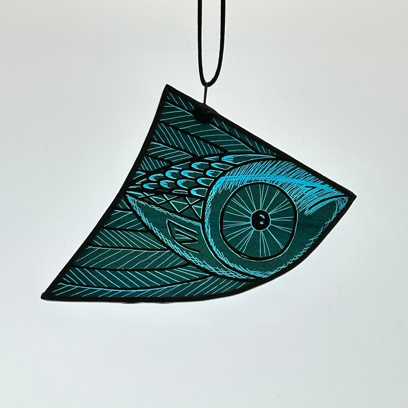 Stained Glass - Fish - Small (Deep Aqua) #A