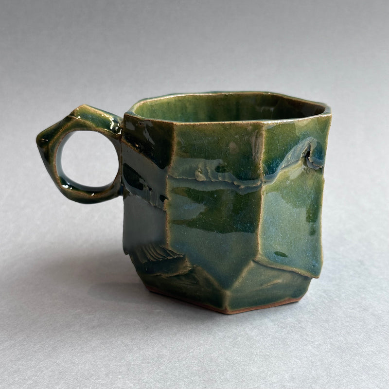 Kurinuki Mug - Green / Blue Glaze #E