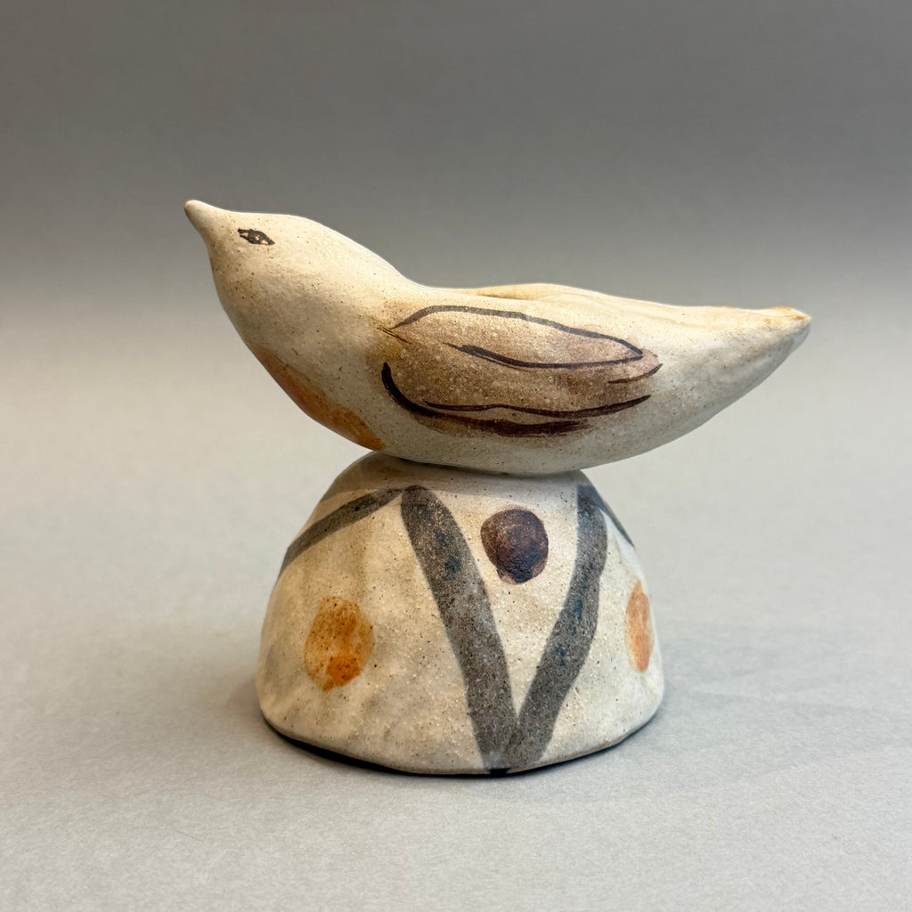 Stoneware Bird - Candle Holder - Small #D