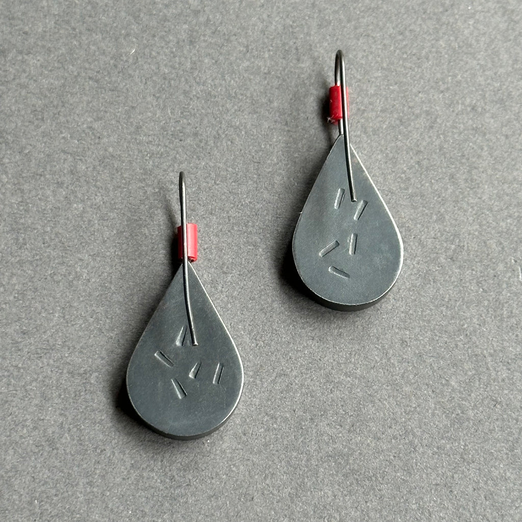 Earrings Teardrop with Red Tube