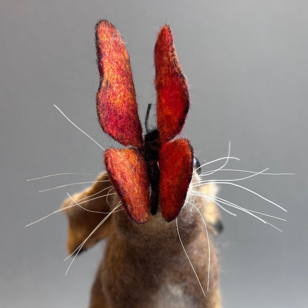 Needle Felted Hare ‘Fengorn with a Butterfly on a Bobbin’