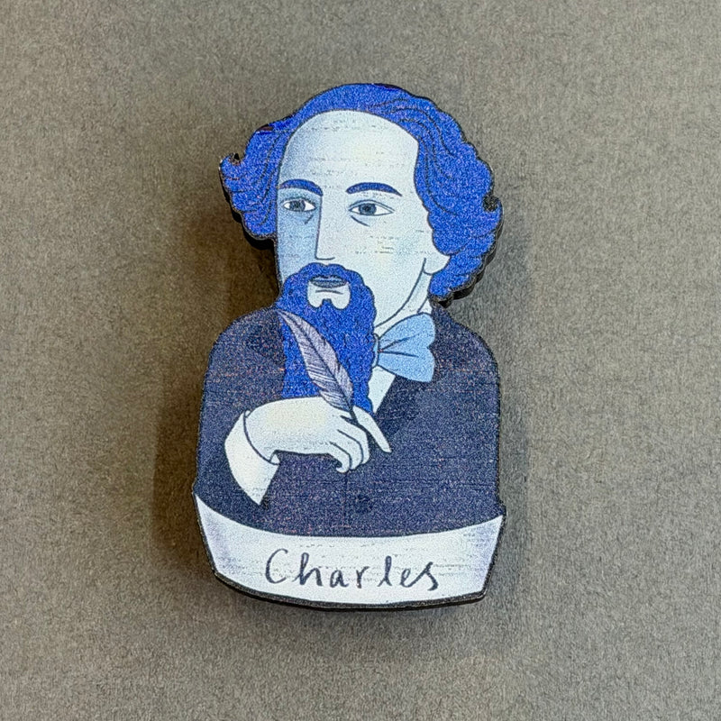 Wooden Pin Brooch - Book Lovers - Charles Dickens