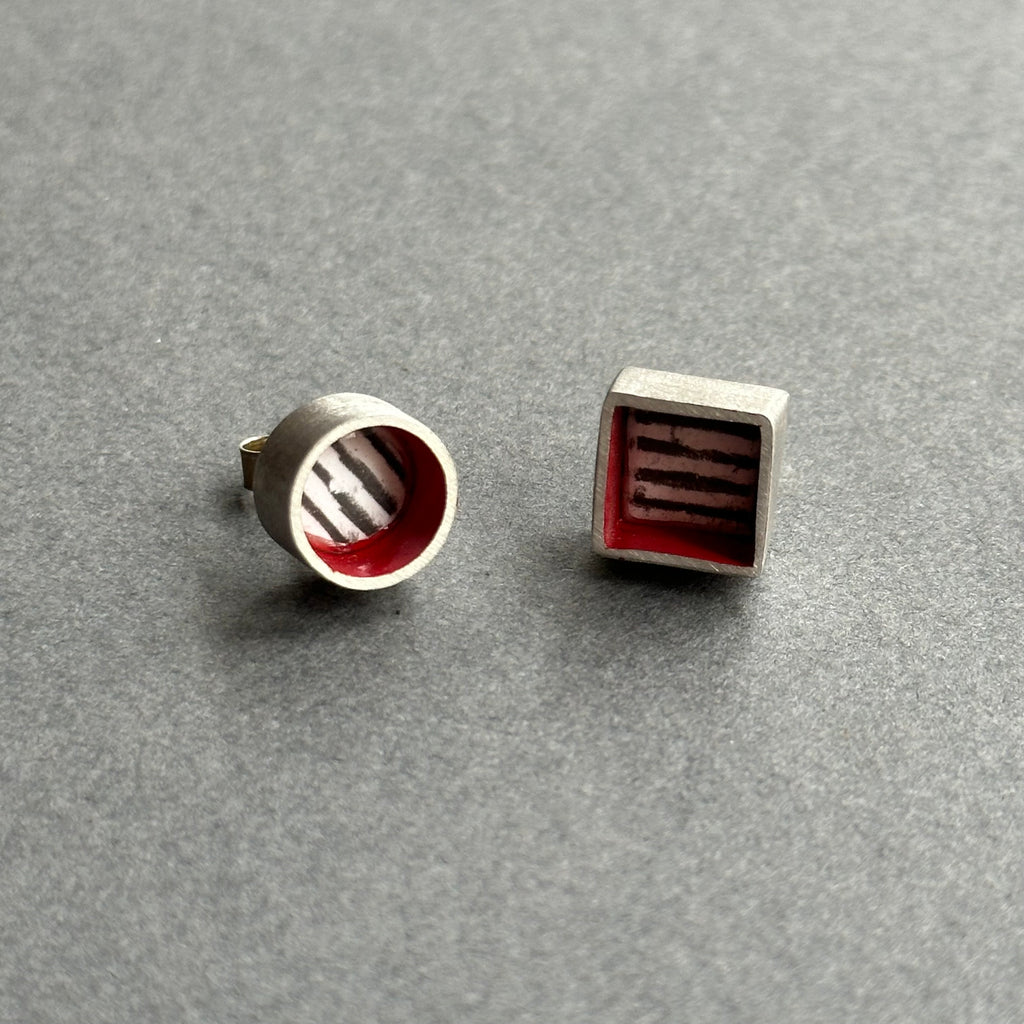 Earrings Circle & Square Studs