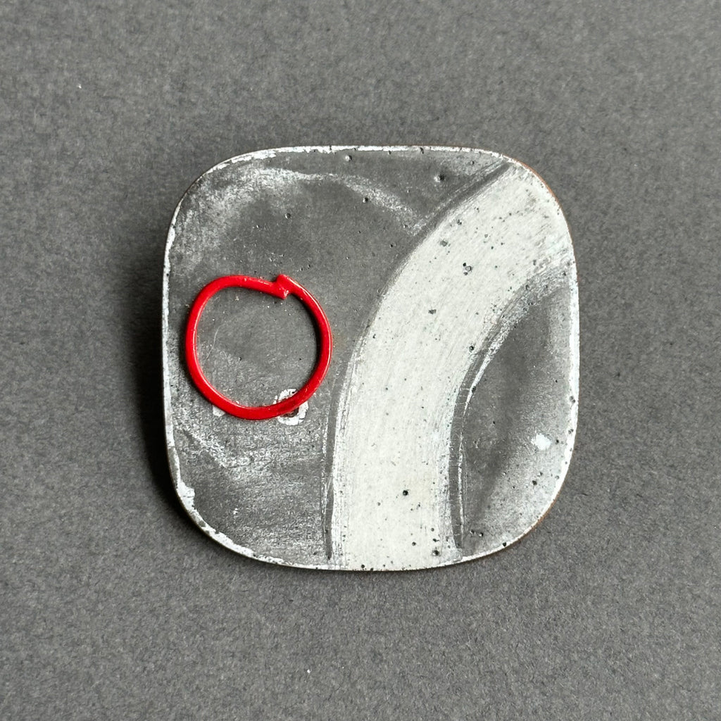 Brooch - Square with Red Circle #A