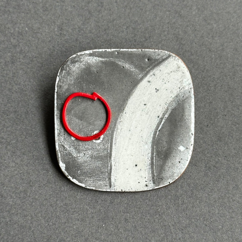 Brooch - Square with Red Circle #A