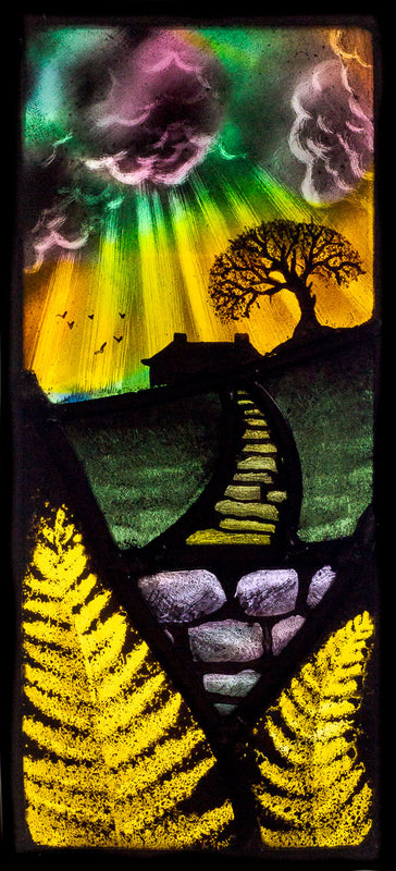 Stained Glass Lamp Panel ‘Bronte Landscape’