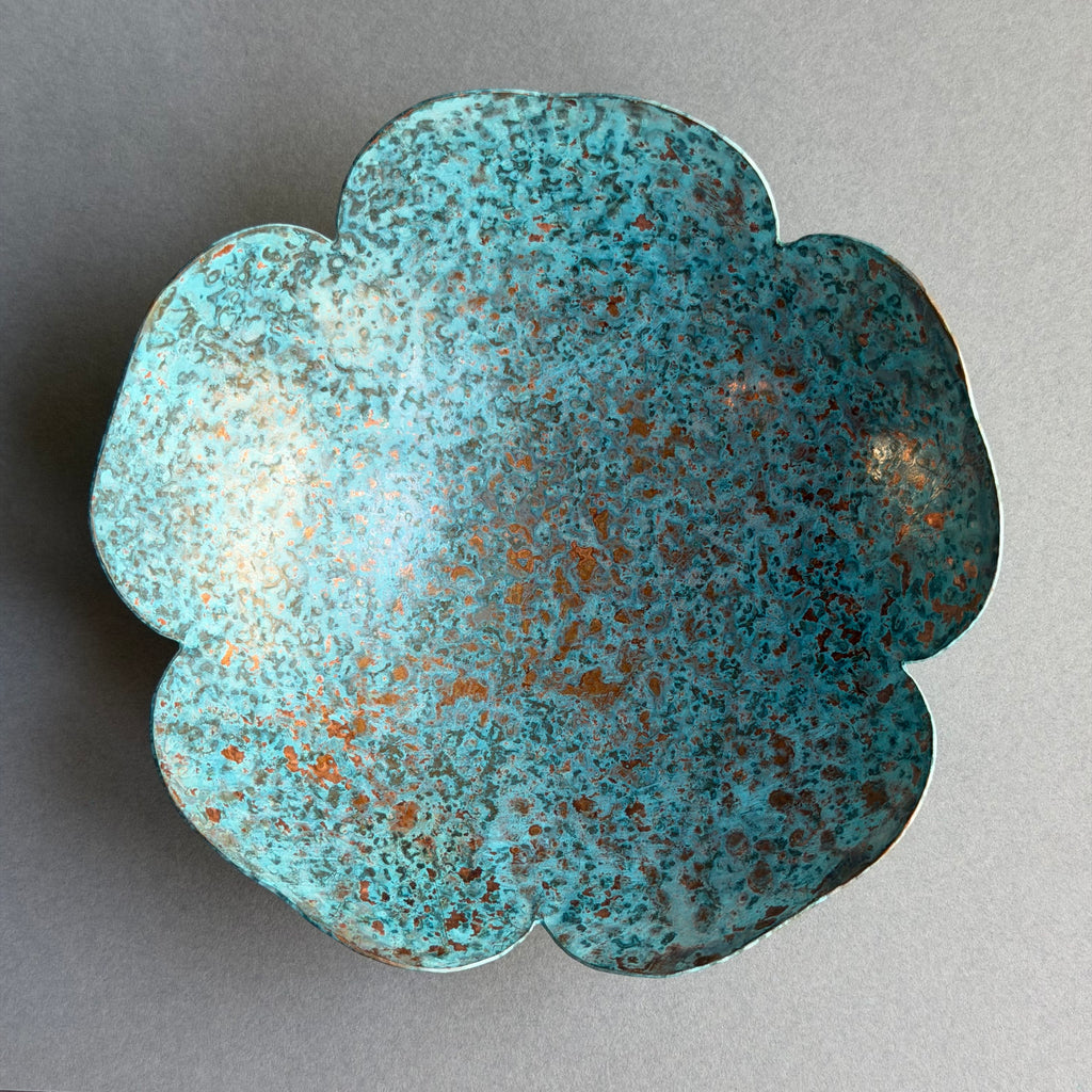 Patinated Copper Petal Dish - 10.5cm