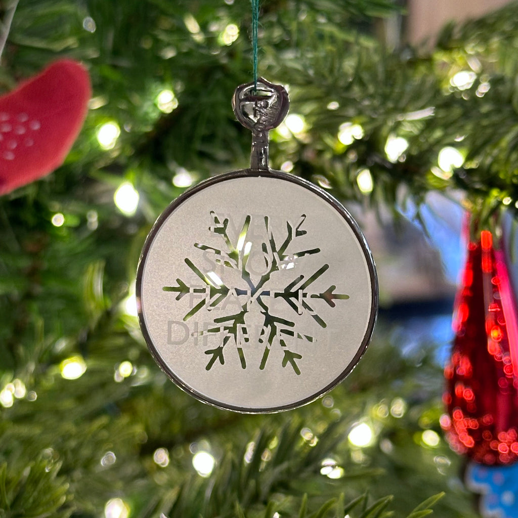 Etched Vintage Optician Lens ‘EVERY SNOW FLAKE IS DIFFERENT’