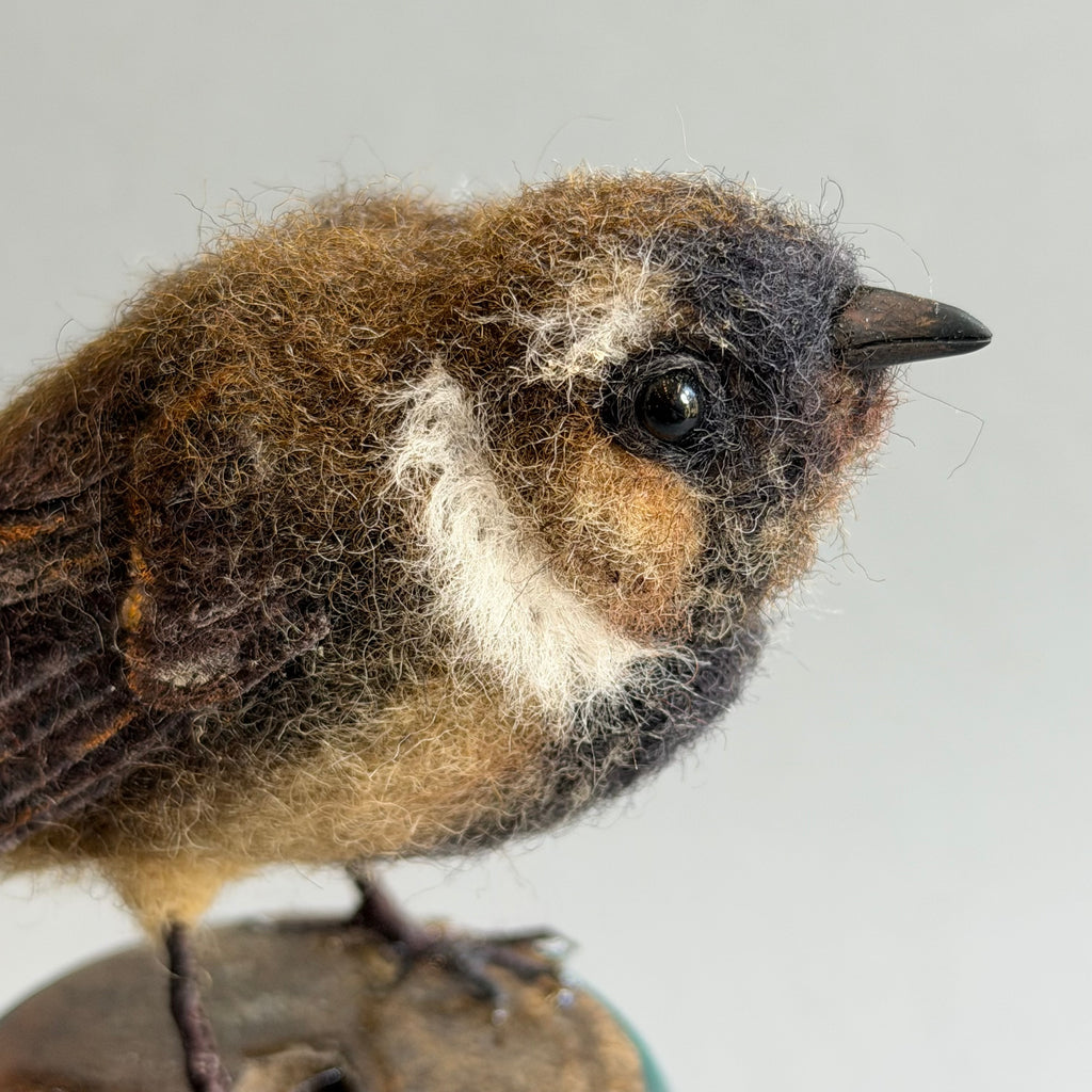 Needle Felted Sparrow on a Bobbin