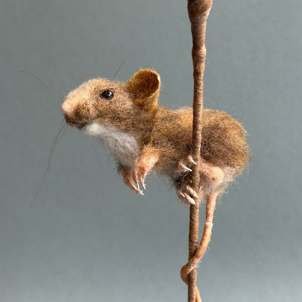 Needle Felted ‘Cordelia’ Mouse with Poppy Seedhead