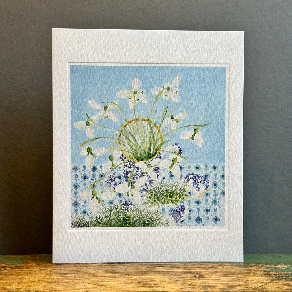 G/Card - Angie Lewin - Snowdrops and Lichen Blue