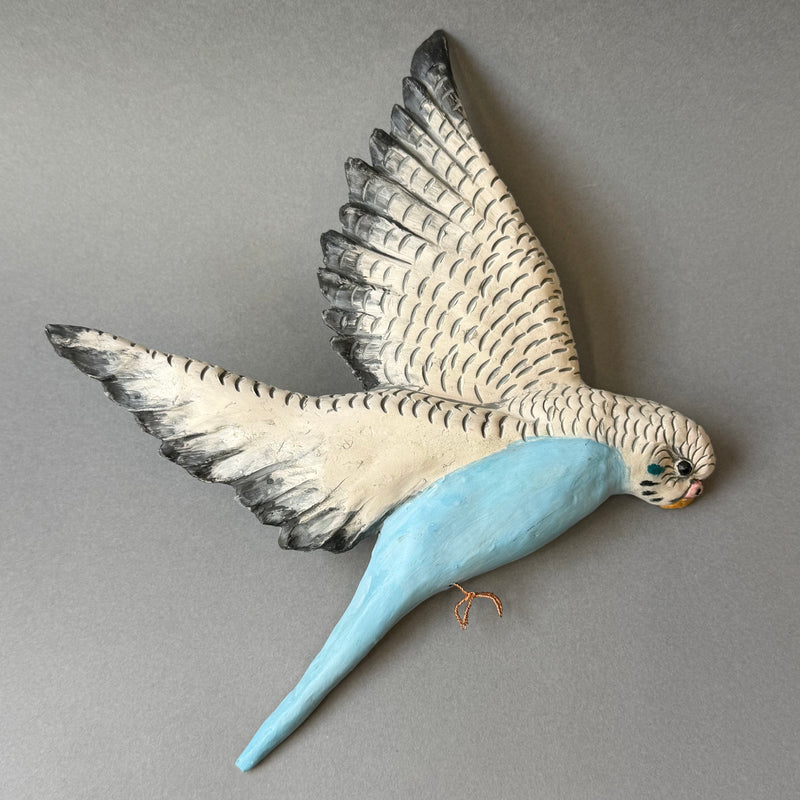 Ceramic Budgie - Flying Wall Piece