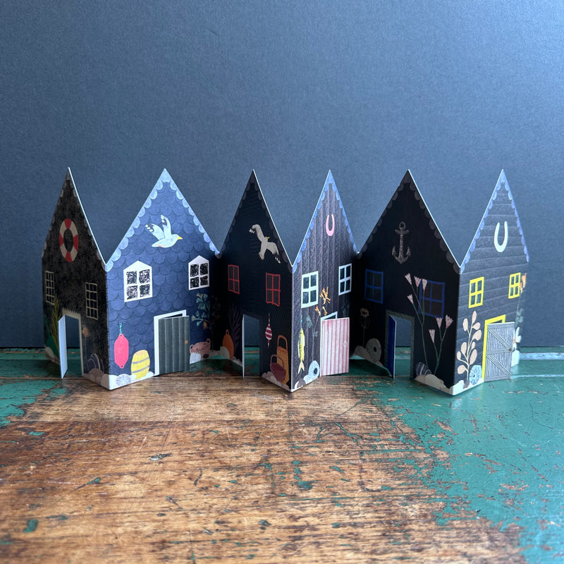 Concertina Card - Beach Huts