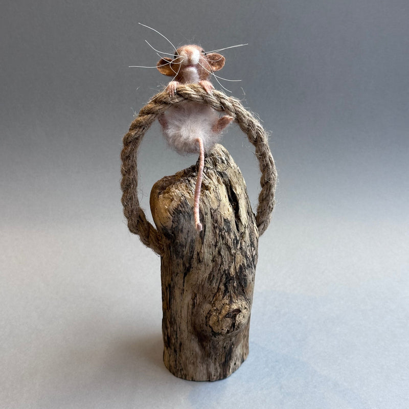 Needle Felted Mouse ‘Fatty Lumpkin on Driftwood’