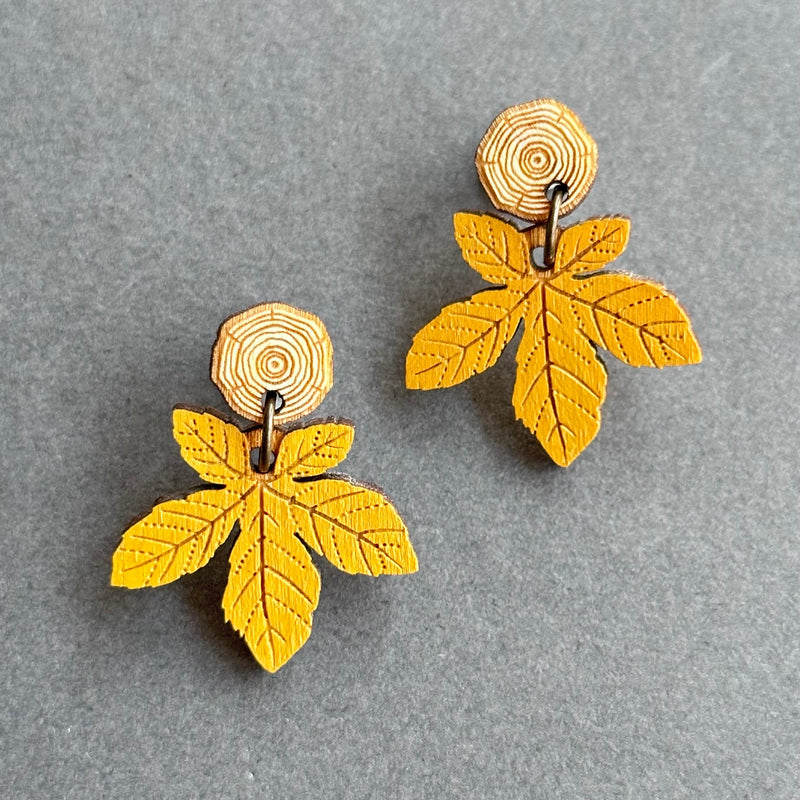 ALC Autumn Leaves Drop Stud Earrings ‘Horse Chestnut’