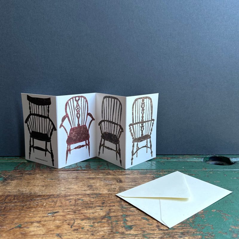 Concertina Card - Four Wooden Chairs