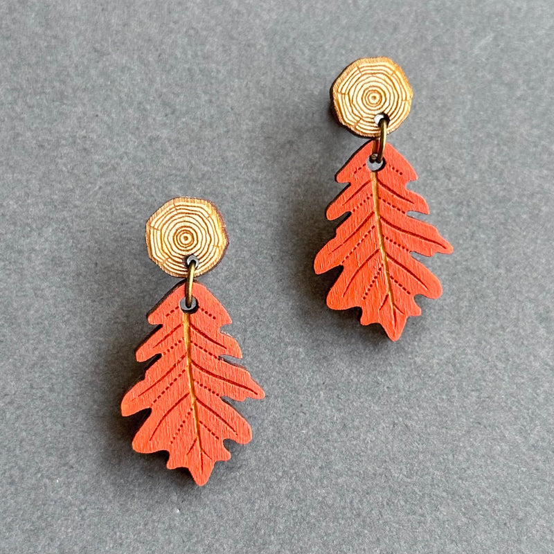 ALC Autumn Leaves Drop Stud Earrings ‘Oak Leaf’