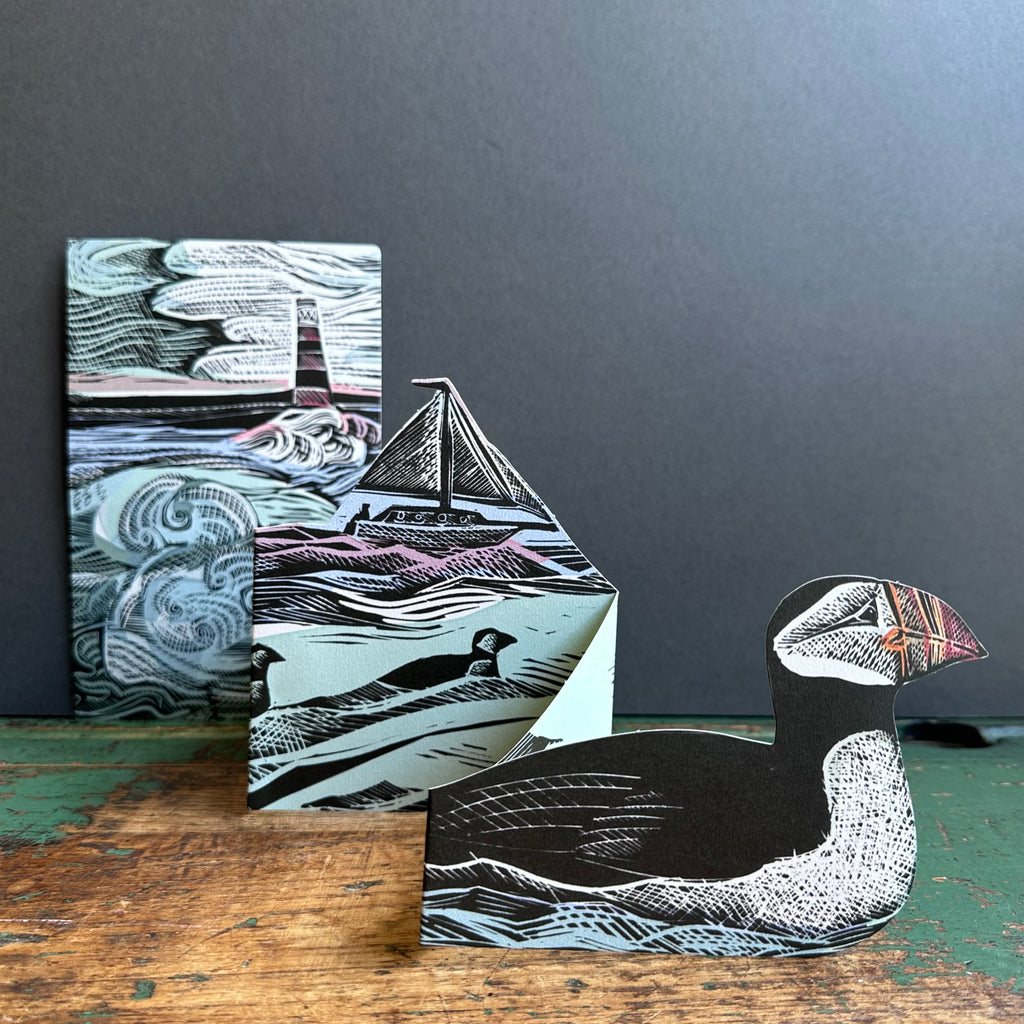 Die-Cut Card - Angela Harding - Puffins at Coquet Island