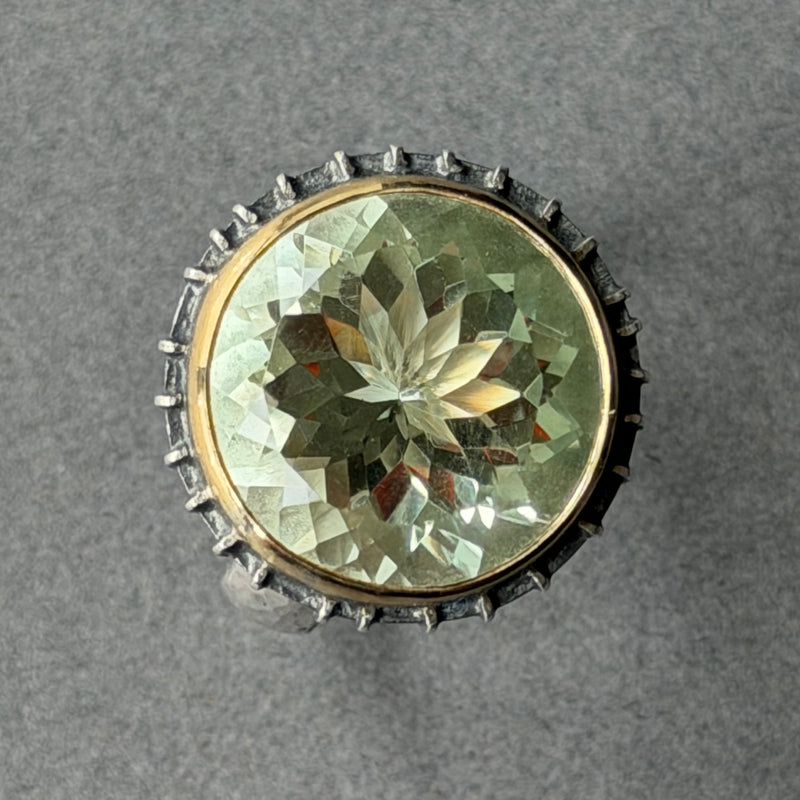 Ring - 20mm - Silver, Oxidised Silver, Gold & Green Amethyst