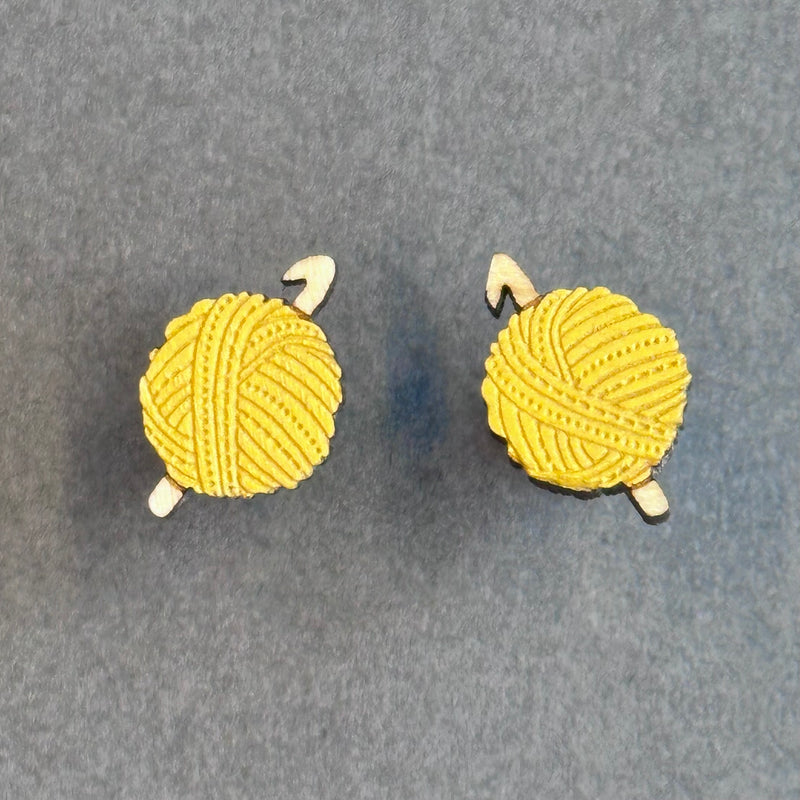 HSC Crochet Stud Earrings ‘Yellow’