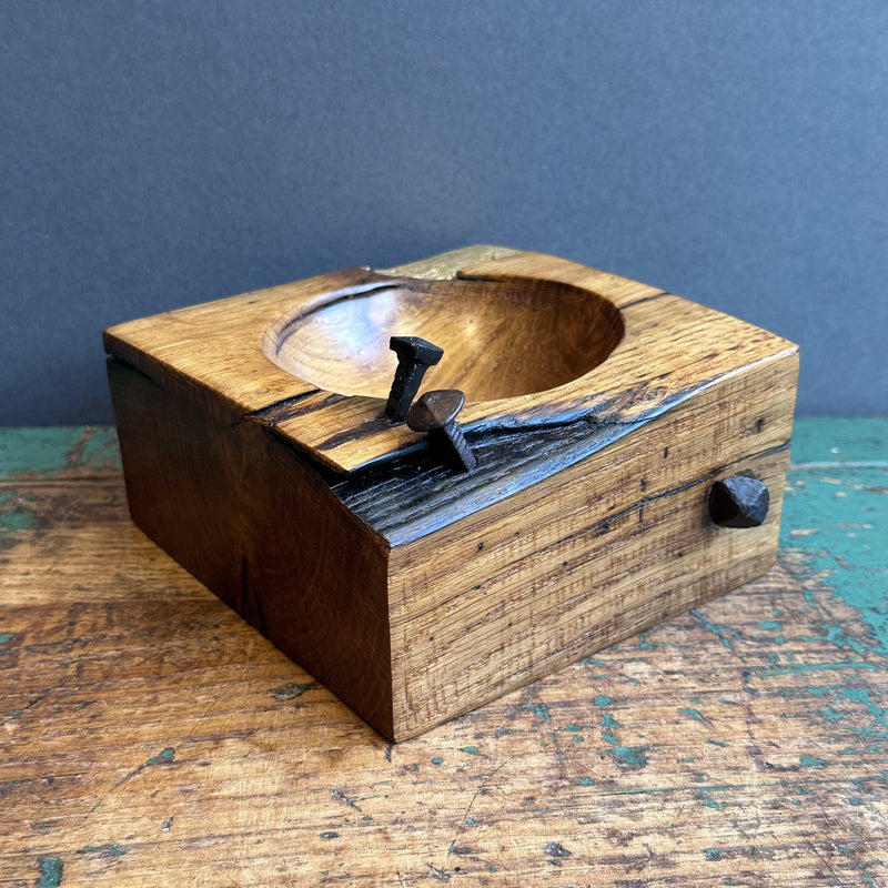 No.161 Dish - Oak with Forged Gilt Nails